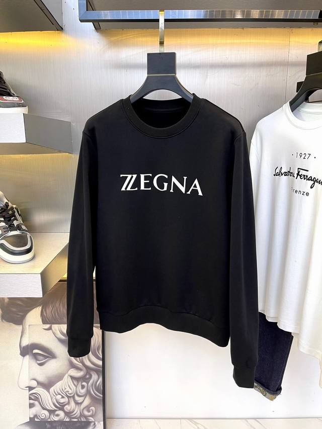 Zegna 杰尼亚 24Ss新款潮流经典卫衣，精致裁剪，高品质工艺！采用定织定染纯棉面料420克左右纯棉卫衣面料！图案进口数码印花工艺，耐穿耐洗久穿不变型，微阔