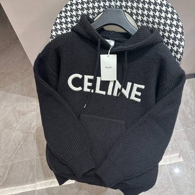 Celine 赛琳 24Fw 字母logo套头带帽针织卫衣 原版官网10500购入 赛琳秋冬最新款logo毛衣 版型完全参照原版市面衣长超过70的都是不对版 原