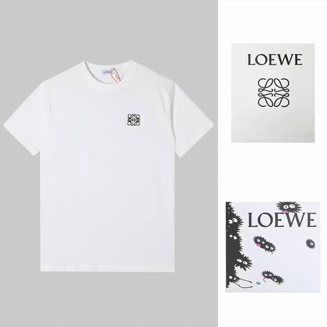 Loewe2024Ss新款 刺绣短袖，高品质重磅双纱280G32支滑爽纯棉洗水手感，前高端lg刺绣、还原特殊工艺带来的潮流，定制定染 ，面料舒适柔软，三标齐全