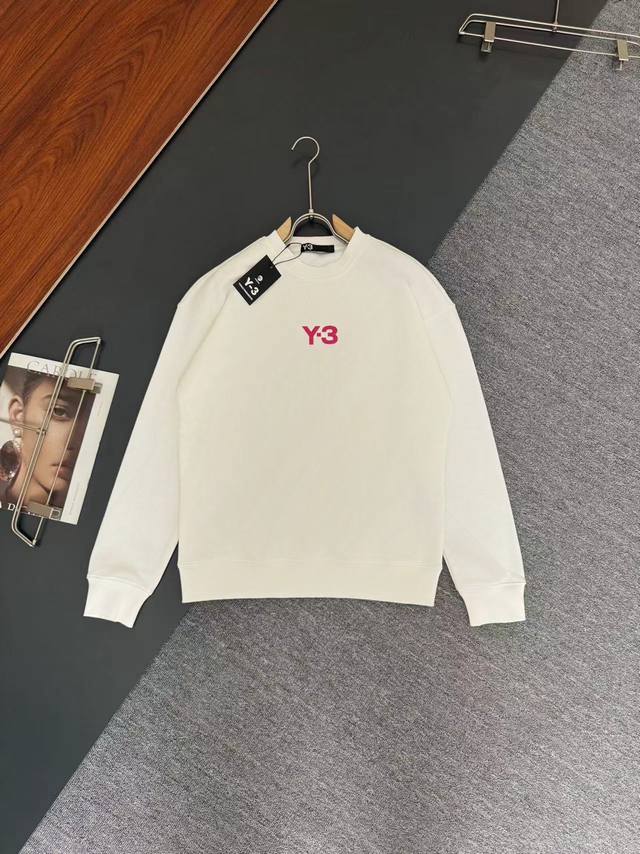 Y-3*山本耀司*秋冬最新款圆领时尚长袖卫衣，植绒印花工艺logo设计，400克纯棉纯棉面料！贴肤舒适，耐看又好穿，原厂工艺一丝不苟，休闲百搭必备款 码数 S