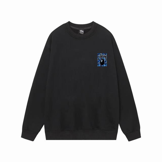 款号hn223 高品质版本，区别通货 斯图西 Stussy Stussy X Bape联名款卫衣 -面料精选390克毛圈面料 手感柔软舒适 吸汗透气. -百搭款