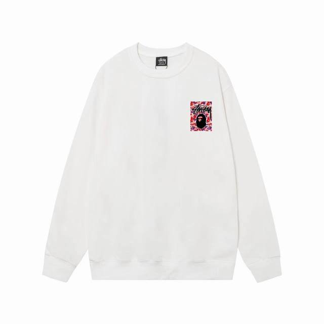 款号hn223 高品质版本，区别通货 斯图西 Stussy Stussy X Bape联名款卫衣 -面料精选390克毛圈面料 手感柔软舒适 吸汗透气. -百搭款