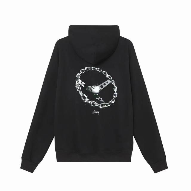 款号hn1013 高品质版本，区别通货 Stussy 斯图西 方向盘印花男女卫衣 -面料精选390克毛圈面料 手感柔软舒适 吸汗透气. -百搭款 原单品质 情侣