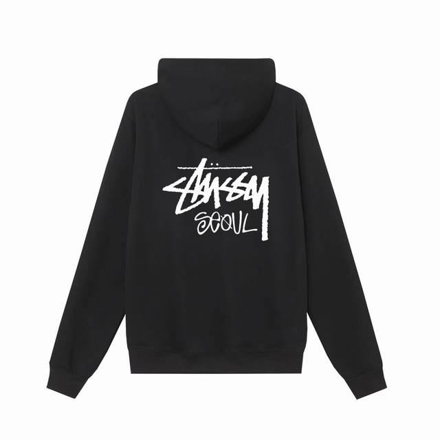 款号hn1011 高品质版本，区别通货 Stussy 斯图西 首尔城市限定印花男女卫衣 -面料精选390克毛圈面料 手感柔软舒适 吸汗透气. -百搭款 原单品质