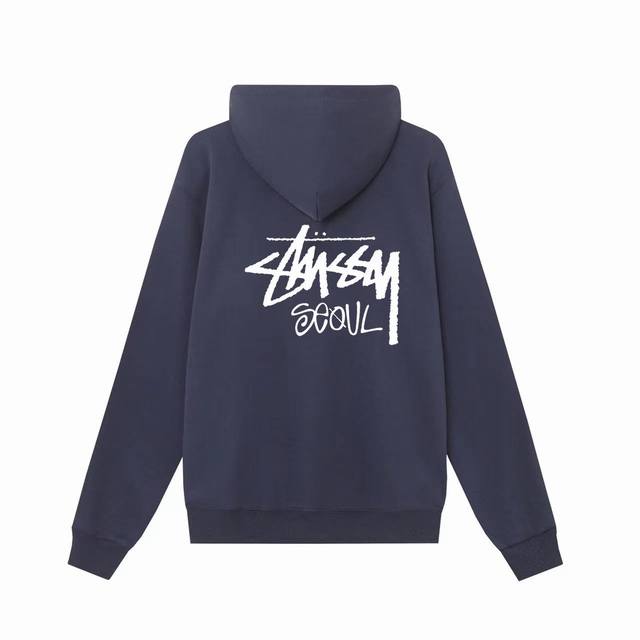 款号hn1011 高品质版本，区别通货 Stussy 斯图西 首尔城市限定印花男女卫衣 -面料精选390克毛圈面料 手感柔软舒适 吸汗透气. -百搭款 原单品质