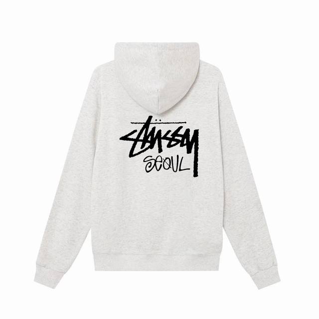 款号hn1011 高品质版本，区别通货 Stussy 斯图西 首尔城市限定印花男女卫衣 -面料精选390克毛圈面料 手感柔软舒适 吸汗透气. -百搭款 原单品质