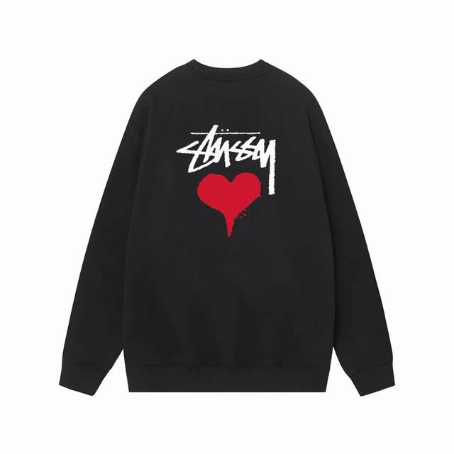 款号hn219 高品质版本，区别通货 Stussy 斯图西 平凡之心印花男女卫衣 -面料精选390克毛圈面料 手感柔软舒适 吸汗透气. -百搭款 原单品质 情侣