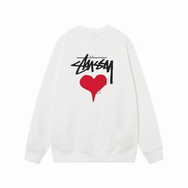 款号hn219 高品质版本，区别通货 Stussy 斯图西 平凡之心印花男女卫衣 -面料精选390克毛圈面料 手感柔软舒适 吸汗透气. -百搭款 原单品质 情侣