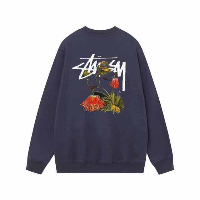 款号hn216 高品质版本，区别通货 Stussy 斯图西 山茶花印花卫衣 -面料精选390克毛圈面料 手感柔软舒适 吸汗透气. -百搭款 原单品质 情侣款穿搭