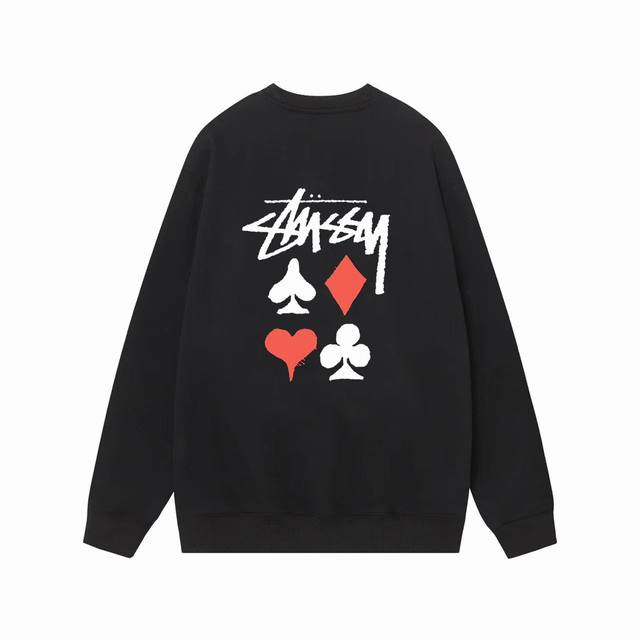 款号hn212 高品质版本，区别通货 Stussy 斯图西 扑克牌印花男女卫衣 -面料精选390克毛圈面料 手感柔软舒适 吸汗透气. -百搭款 原单品质 情侣款