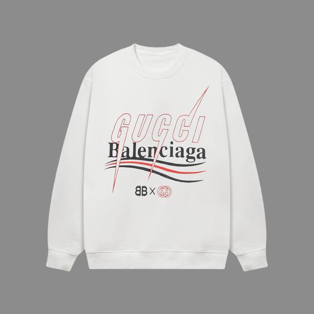 高端品质 Gucci×Balenciaga 2024Ss秋冬装 新款系列 联名款 圆领卫衣 采用进口康丽数码直喷印花 定染高品质潮牌420G精密双股大毛圈面料