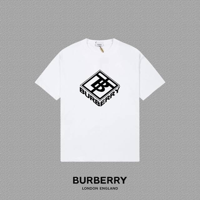 Burberry 巴宝莉] 2024Fw短袖t恤 硅胶厚板方块logo印花 高端32S双纱260克面料 重磅面料 定制拉架罗纹同缸同染 三标齐全 男女同款 颜色