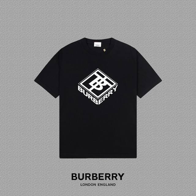 Burberry 巴宝莉] 2024Fw短袖t恤 硅胶厚板方块logo印花 高端32S双纱260克面料 重磅面料 定制拉架罗纹同缸同染 三标齐全 男女同款 颜色