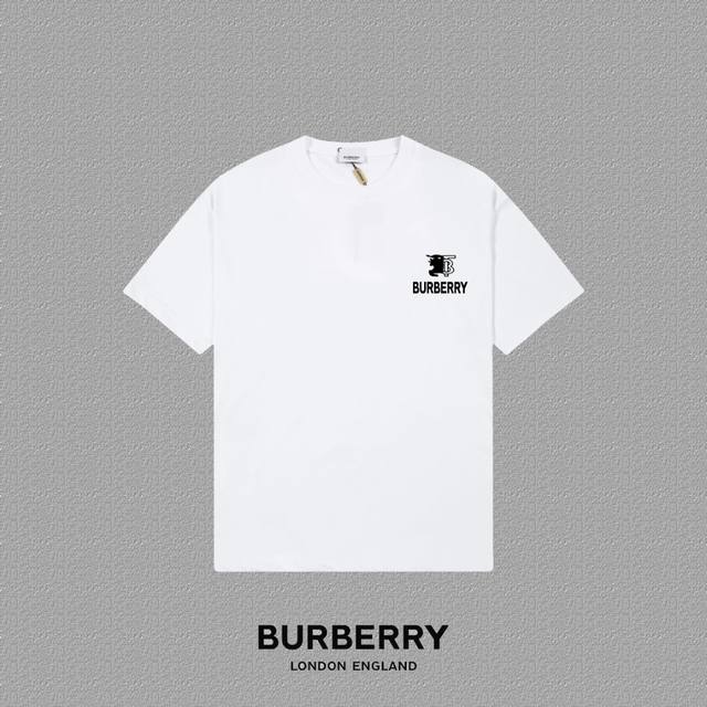 Burberry 巴宝莉] 2024Fw短袖t恤 硅胶厚板战马logo印花 高端32S双纱260克面料 重磅面料 定制拉架罗纹同缸同染 三标齐全 男女同款 颜色