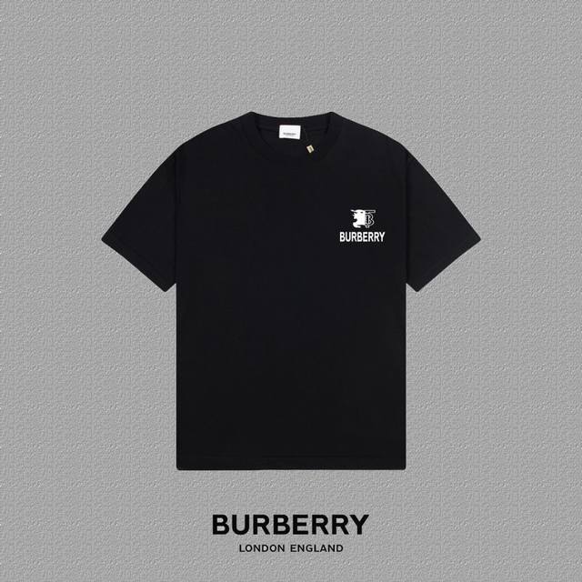 Burberry 巴宝莉] 2024Fw短袖t恤 硅胶厚板战马logo印花 高端32S双纱260克面料 重磅面料 定制拉架罗纹同缸同染 三标齐全 男女同款 颜色