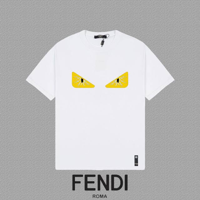 Fendi 芬迪] 2024Fw短袖t恤 硅胶厚板字母 高端32S双纱260克面料 重磅面料 定制拉架罗纹同缸同染 三标齐全 男女同款 颜色：黑色 白色 尺码：