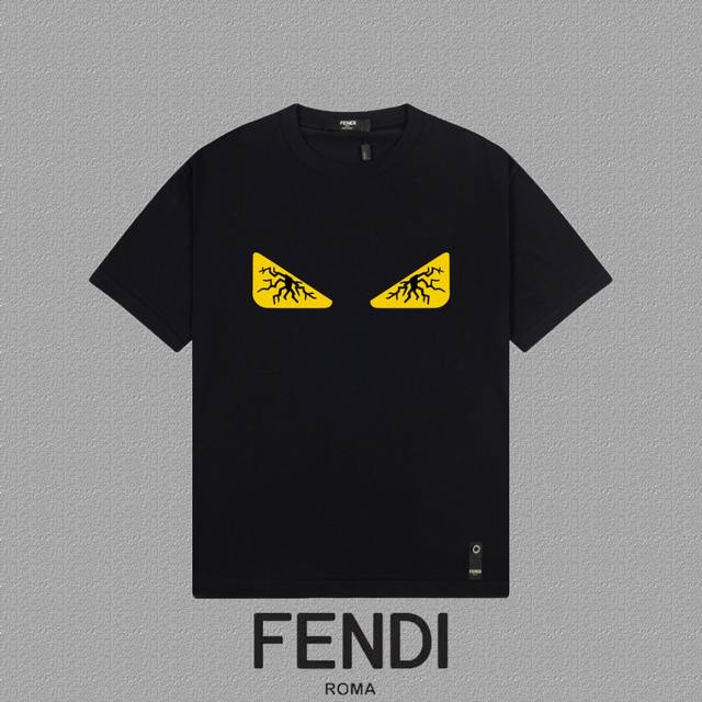 Fendi 芬迪] 2024Fw短袖t恤 硅胶厚板字母 高端32S双纱260克面料 重磅面料 定制拉架罗纹同缸同染 三标齐全 男女同款 颜色：黑色 白色 尺码：