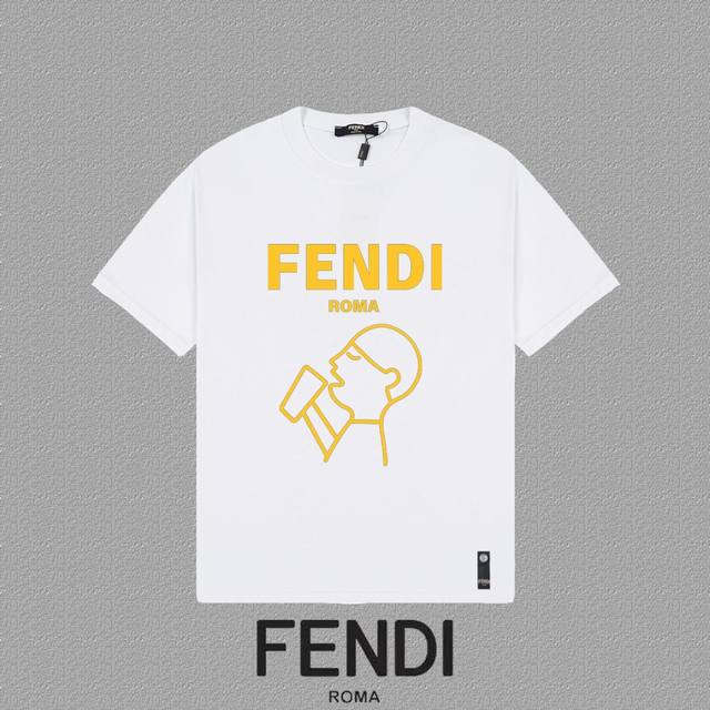 Fendi 芬迪] 2024Fw短袖t恤 硅胶厚板字母 高端32S双纱260克面料 重磅面料 定制拉架罗纹同缸同染 三标齐全 男女同款 颜色：黑色 白色 尺码：