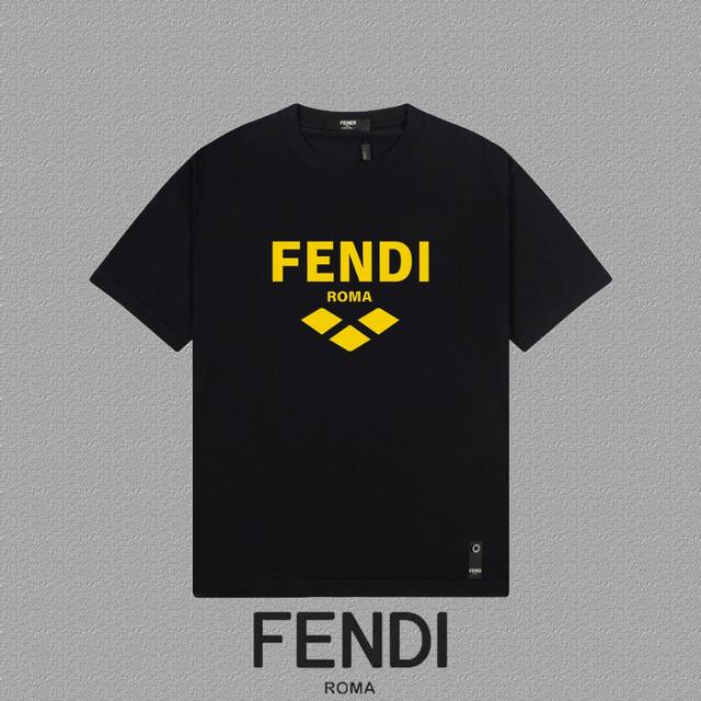 Fendi 芬迪] 2024Fw短袖t恤 硅胶厚板字母 高端32S双纱260克面料 重磅面料 定制拉架罗纹同缸同染 三标齐全 男女同款 颜色：黑色 白色 尺码：