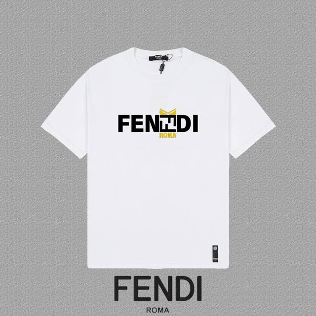 Fendi 芬迪] 2024Fw短袖t恤 硅胶厚板字母 高端32S双纱260克面料 重磅面料 定制拉架罗纹同缸同染 三标齐全 男女同款 颜色：黑色 白色 尺码：