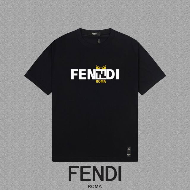 Fendi 芬迪] 2024Fw短袖t恤 硅胶厚板字母 高端32S双纱260克面料 重磅面料 定制拉架罗纹同缸同染 三标齐全 男女同款 颜色：黑色 白色 尺码：