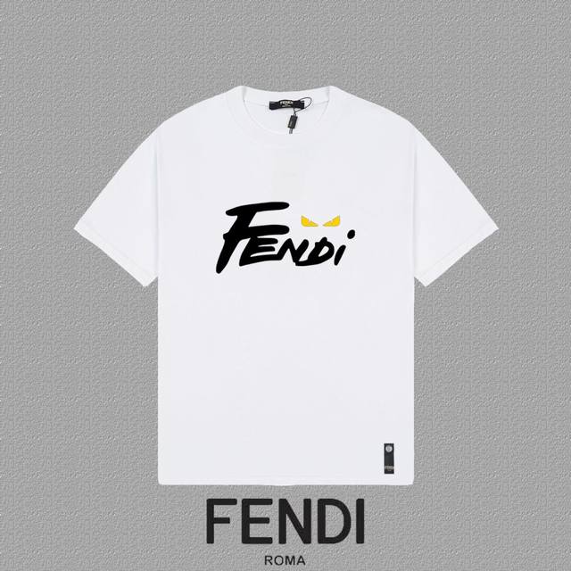 Fendi 芬迪] 2024Fw短袖t恤 硅胶厚板字母 高端32S双纱260克面料 重磅面料 定制拉架罗纹同缸同染 三标齐全 男女同款 颜色：黑色 白色 尺码：