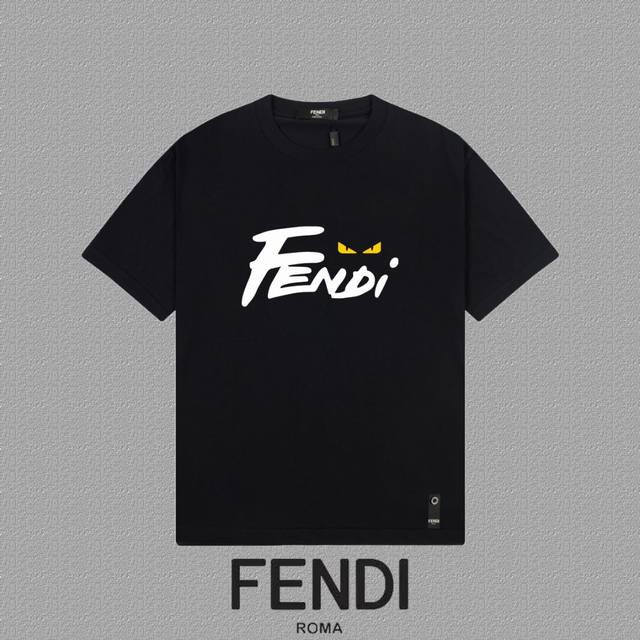 Fendi 芬迪] 2024Fw短袖t恤 硅胶厚板字母 高端32S双纱260克面料 重磅面料 定制拉架罗纹同缸同染 三标齐全 男女同款 颜色：黑色 白色 尺码：