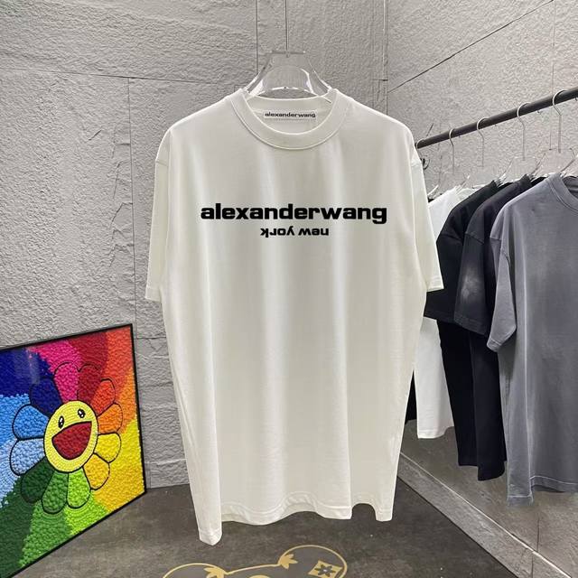 亚历山大王*Alexanderwang 2025春夏季新款 字母logo印花 定制面料300G 短袖t恤 男女同款 尺码：S M L Xl Xxl 五个码 颜色