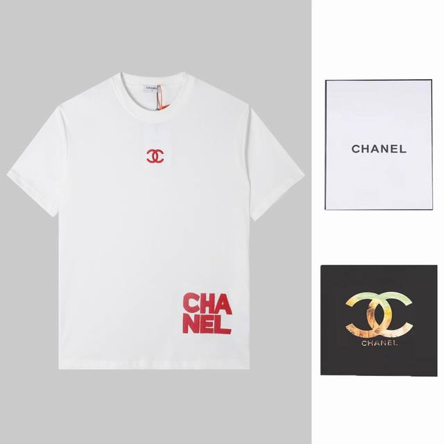 Chanel香奈儿 2024Logo绣花短袖 .前片lg高端绣花.英文字母采用高质量牙刷绣花，呈现整洁大体.面料采用定制定染. 舒适柔软.三标齐全，实用性高级感