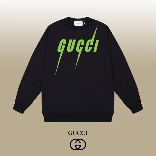 Gucci 古驰 24Ss 经典圆领卫衣 1:1对版定制面料420克大毛圈高克重百分百纯棉 双针车线跨缝工艺 配套同缸1X1紧密高克重螺纹 螺纹有宽度 男女同款