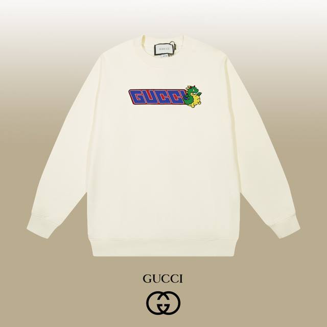 Gucci 古驰 24Ss 经典圆领卫衣 1:1对版定制面料420克大毛圈高克重百分百纯棉 双针车线跨缝工艺 配套同缸1X1紧密高克重螺纹 螺纹有宽度 男女同款