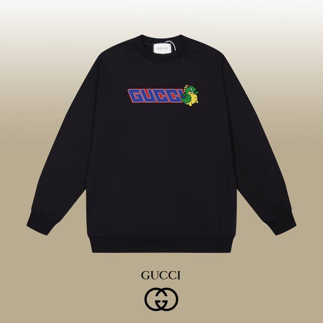 Gucci 古驰 24Ss 经典圆领卫衣 1:1对版定制面料420克大毛圈高克重百分百纯棉 双针车线跨缝工艺 配套同缸1X1紧密高克重螺纹 螺纹有宽度 男女同款