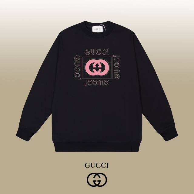 Gucci 古驰 24Ss 经典圆领卫衣 1:1对版定制面料420克大毛圈高克重百分百纯棉 双针车线跨缝工艺 配套同缸1X1紧密高克重螺纹 螺纹有宽度 男女同款