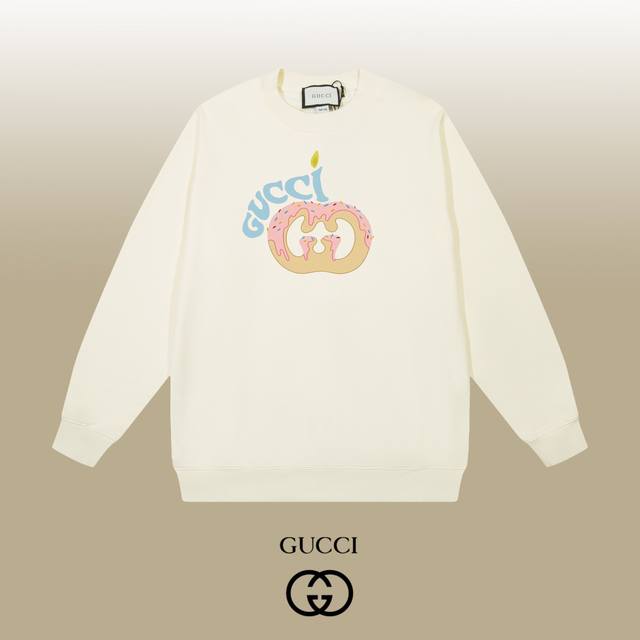 Gucci 古驰 24Ss 经典圆领卫衣 1:1对版定制面料420克大毛圈高克重百分百纯棉 双针车线跨缝工艺 配套同缸1X1紧密高克重螺纹 螺纹有宽度 男女同款