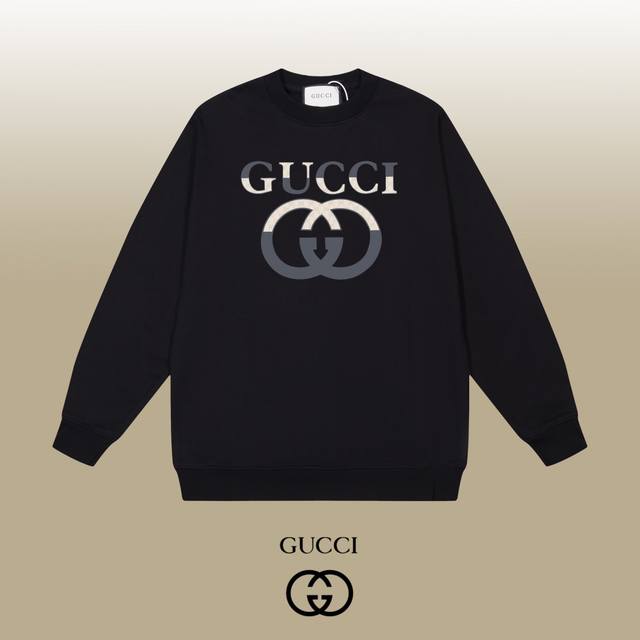 Gucci 古驰 24Ss 经典圆领卫衣 1:1对版定制面料420克大毛圈高克重百分百纯棉 双针车线跨缝工艺 配套同缸1X1紧密高克重螺纹 螺纹有宽度 男女同款