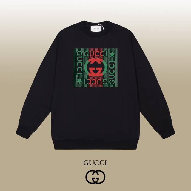 Gucci 古驰 24Ss 经典圆领卫衣 1:1对版定制面料420克大毛圈高克重百分百纯棉 双针车线跨缝工艺 配套同缸1X1紧密高克重螺纹 螺纹有宽度 男女同款