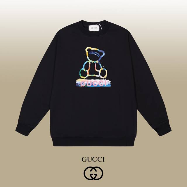 Gucci 古驰 24Ss 经典圆领卫衣 1:1对版定制面料420克大毛圈高克重百分百纯棉 双针车线跨缝工艺 配套同缸1X1紧密高克重螺纹 螺纹有宽度 男女同款