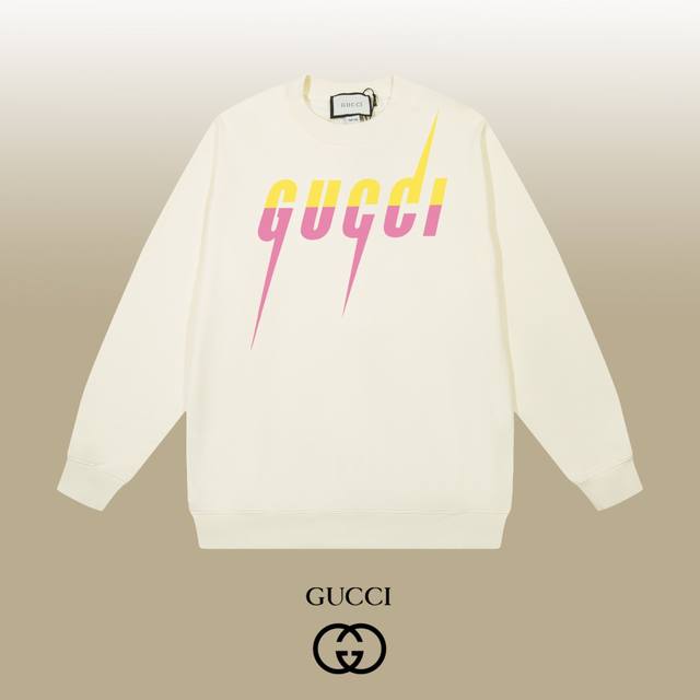 Gucci 古驰 24Ss 经典圆领卫衣 1:1对版定制面料420克大毛圈高克重百分百纯棉 双针车线跨缝工艺 配套同缸1X1紧密高克重螺纹 螺纹有宽度 男女同款