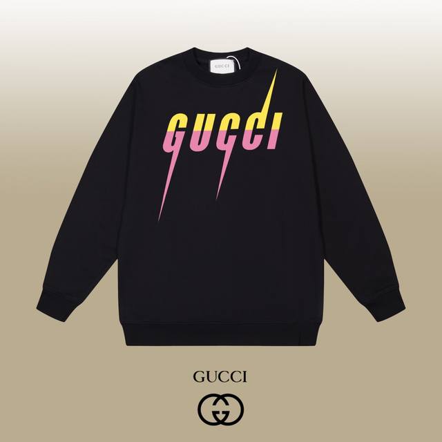 Gucci 古驰 24Ss 经典圆领卫衣 1:1对版定制面料420克大毛圈高克重百分百纯棉 双针车线跨缝工艺 配套同缸1X1紧密高克重螺纹 螺纹有宽度 男女同款