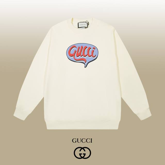 Gucci 古驰 24Ss 经典圆领卫衣 1:1对版定制面料420克大毛圈高克重百分百纯棉 双针车线跨缝工艺 配套同缸1X1紧密高克重螺纹 螺纹有宽度 男女同款