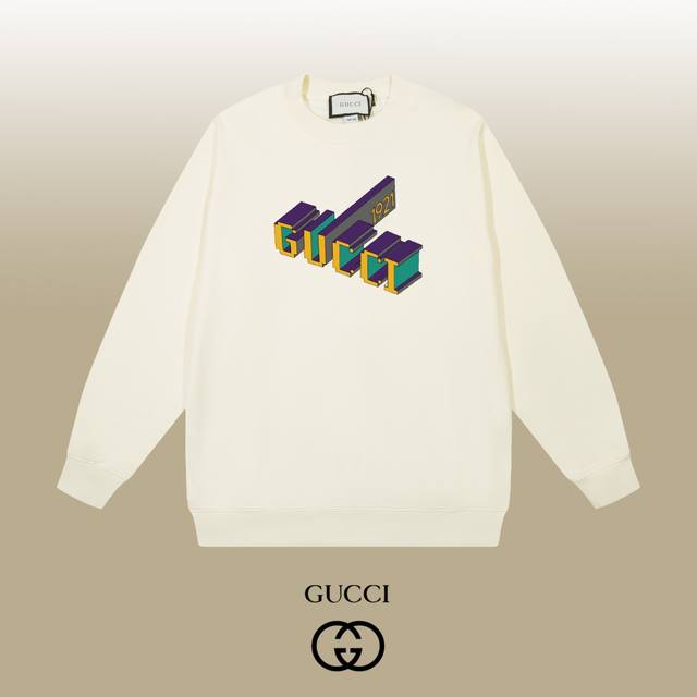 Gucci 古驰 24Ss 经典圆领卫衣 1:1对版定制面料420克大毛圈高克重百分百纯棉 双针车线跨缝工艺 配套同缸1X1紧密高克重螺纹 螺纹有宽度 男女同款