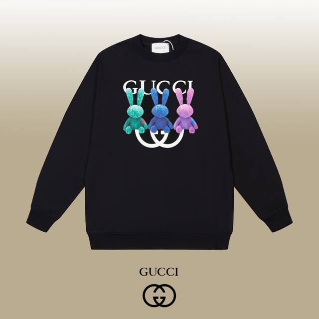 Gucci 古驰 24Ss 经典圆领卫衣 1:1对版定制面料420克大毛圈高克重百分百纯棉 双针车线跨缝工艺 配套同缸1X1紧密高克重螺纹 螺纹有宽度 男女同款