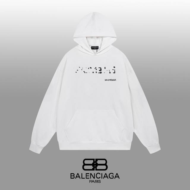 Balenciaga 巴黎世家 24Ss 经典连帽卫衣 1:1对版定制面料420克大毛圈高克重百分百纯棉 双针车线跨缝工艺 配套同缸1X1紧密高克重螺纹 螺纹有