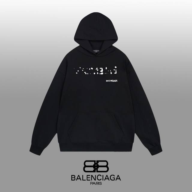 Balenciaga 巴黎世家 24Ss 经典连帽卫衣 1:1对版定制面料420克大毛圈高克重百分百纯棉 双针车线跨缝工艺 配套同缸1X1紧密高克重螺纹 螺纹有