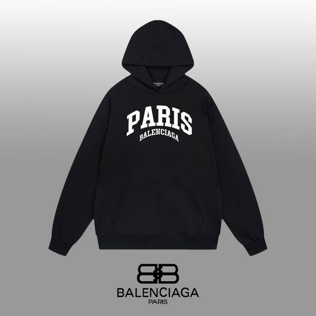 Balenciaga 巴黎世家 24Ss 经典连帽卫衣 1:1对版定制面料420克大毛圈高克重百分百纯棉 双针车线跨缝工艺 配套同缸1X1紧密高克重螺纹 螺纹有