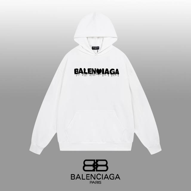 Balenciaga 巴黎世家 24Ss 经典连帽卫衣 1:1对版定制面料420克大毛圈高克重百分百纯棉 双针车线跨缝工艺 配套同缸1X1紧密高克重螺纹 螺纹有