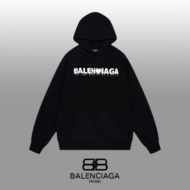 Balenciaga 巴黎世家 24Ss 经典连帽卫衣 1:1对版定制面料420克大毛圈高克重百分百纯棉 双针车线跨缝工艺 配套同缸1X1紧密高克重螺纹 螺纹有