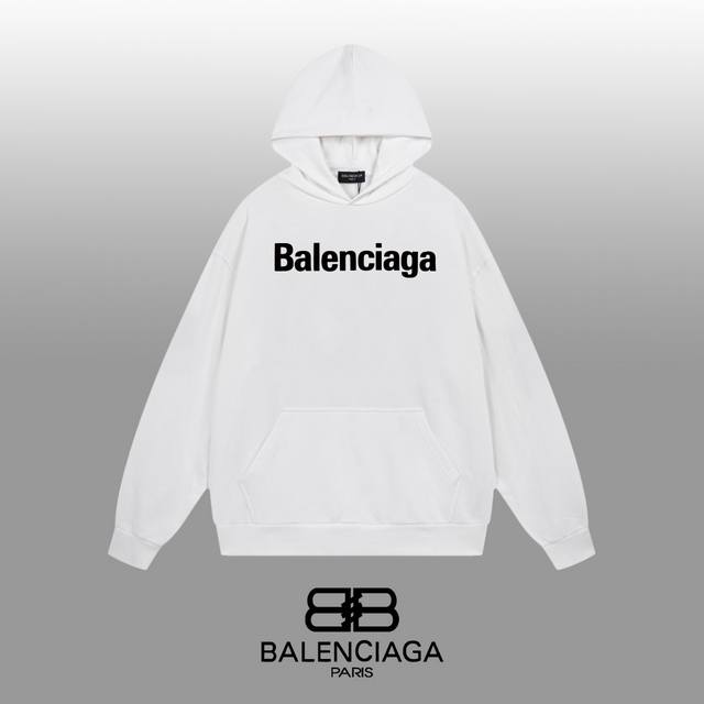 Balenciaga 巴黎世家 24Ss 经典连帽卫衣 1:1对版定制面料420克大毛圈高克重百分百纯棉 双针车线跨缝工艺 配套同缸1X1紧密高克重螺纹 螺纹有