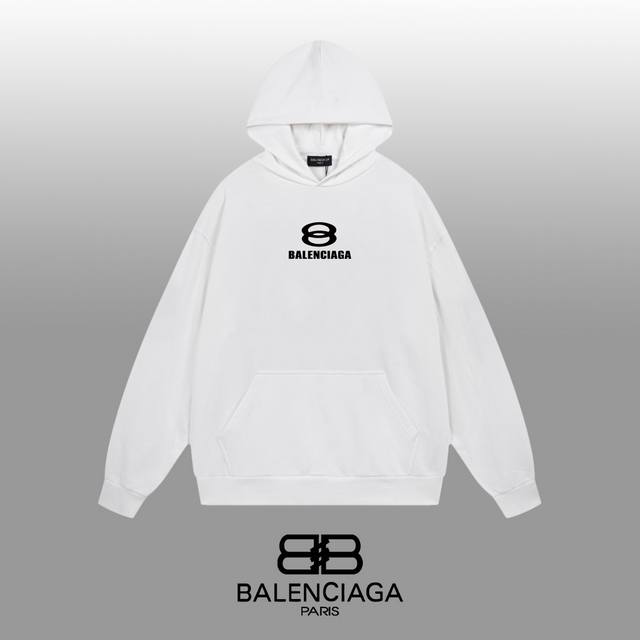 Balenciaga 巴黎世家 24Ss 经典连帽卫衣 1:1对版定制面料420克大毛圈高克重百分百纯棉 双针车线跨缝工艺 配套同缸1X1紧密高克重螺纹 螺纹有