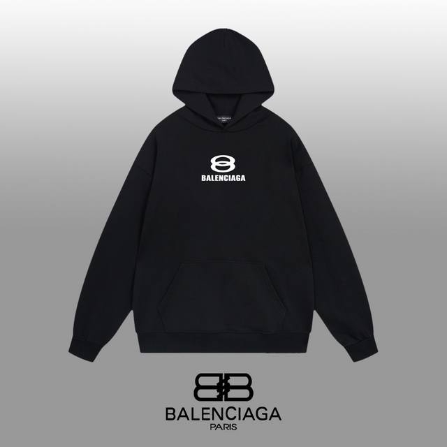 Balenciaga 巴黎世家 24Ss 经典连帽卫衣 1:1对版定制面料420克大毛圈高克重百分百纯棉 双针车线跨缝工艺 配套同缸1X1紧密高克重螺纹 螺纹有